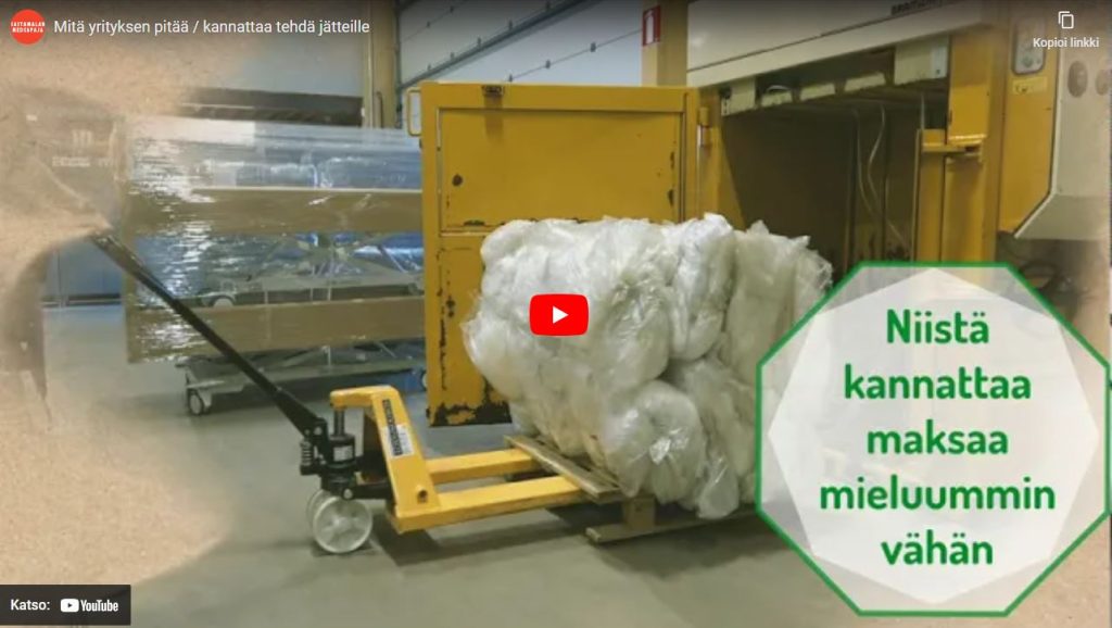 Katso Hyötykeräyksen "Mitä yrityksen kannattaa tehdä jätteille" -video YouTubessa. Video: Mitä yrityksen pitää/kannatta tehdä jätteille? Hyötykeräys tarjoaa jätehuoltopalvelut yrityksille Pirkanmaalla.